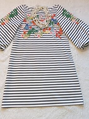 Gianni Bini Womens Embroidered Dress Black/White Multicolored Cottagecore XS
